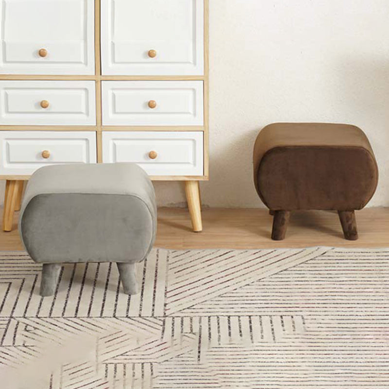 Stylish Indoor Velvet Ottoman Solid Color Stain Resistant Footstool Ottoman