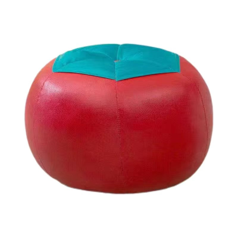 Water Resistant Standard Round Modern Red Leather Pouf for Living Room