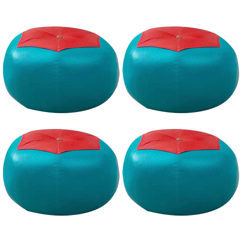 Water Resistant Standard Round Modern Red Leather Pouf for Living Room