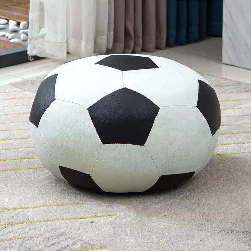 Water Resistant Standard Round Modern Red Leather Pouf for Living Room