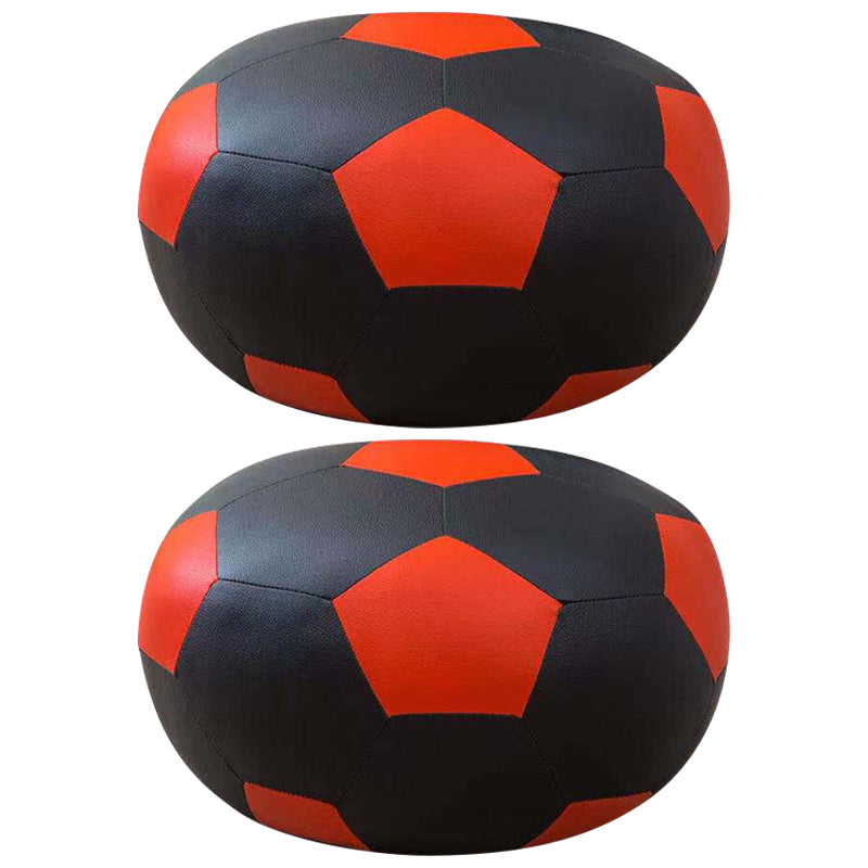 Water Resistant Standard Round Modern Red Leather Pouf for Living Room