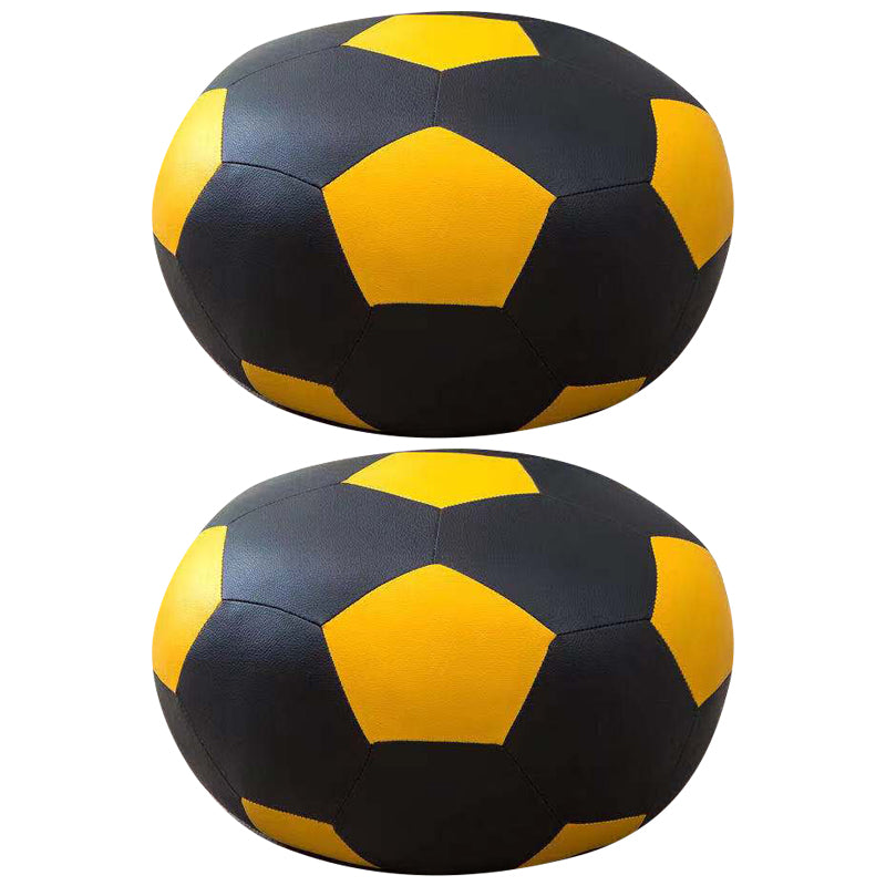 Water Resistant Standard Round Modern Red Leather Pouf for Living Room