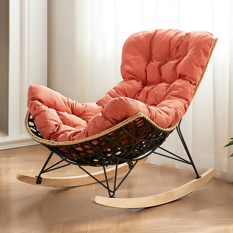 Modern Cushions Rocker Chair Metal Frame Nailheads Design Spindle Rocker Chair