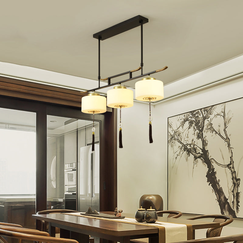 Modern Style Cylinder Shape Island Lights Metal 3 Light Island Lighting in Black