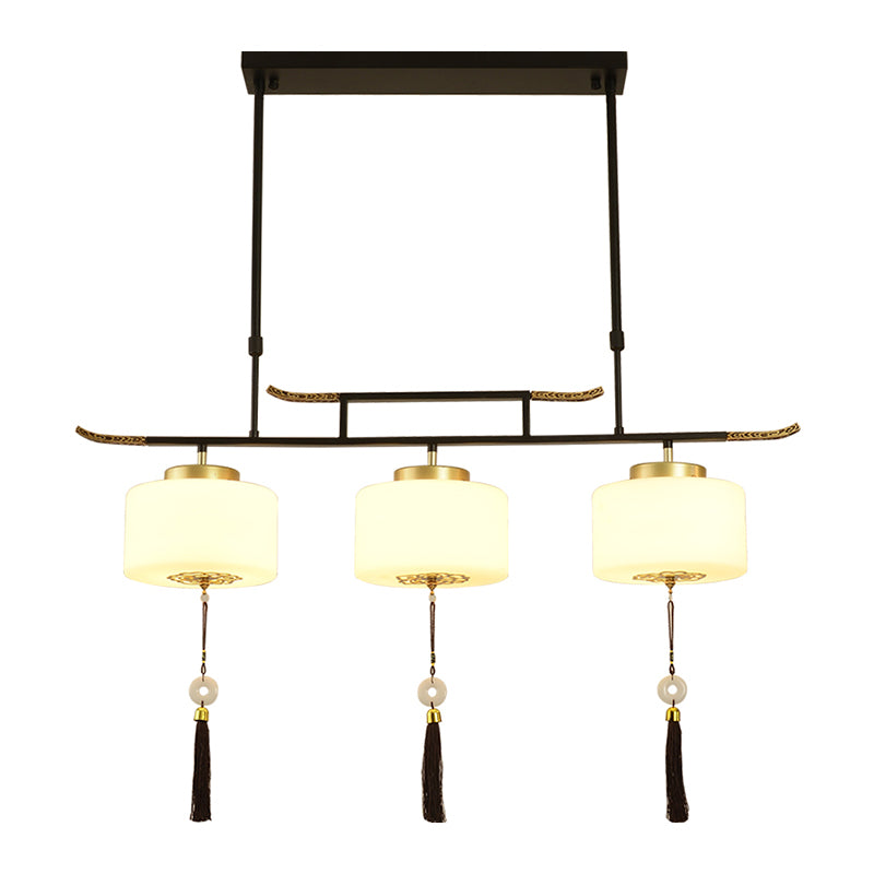 Modern Style Cylinder Shape Island Lights Metal 3 Light Island Lighting in Black
