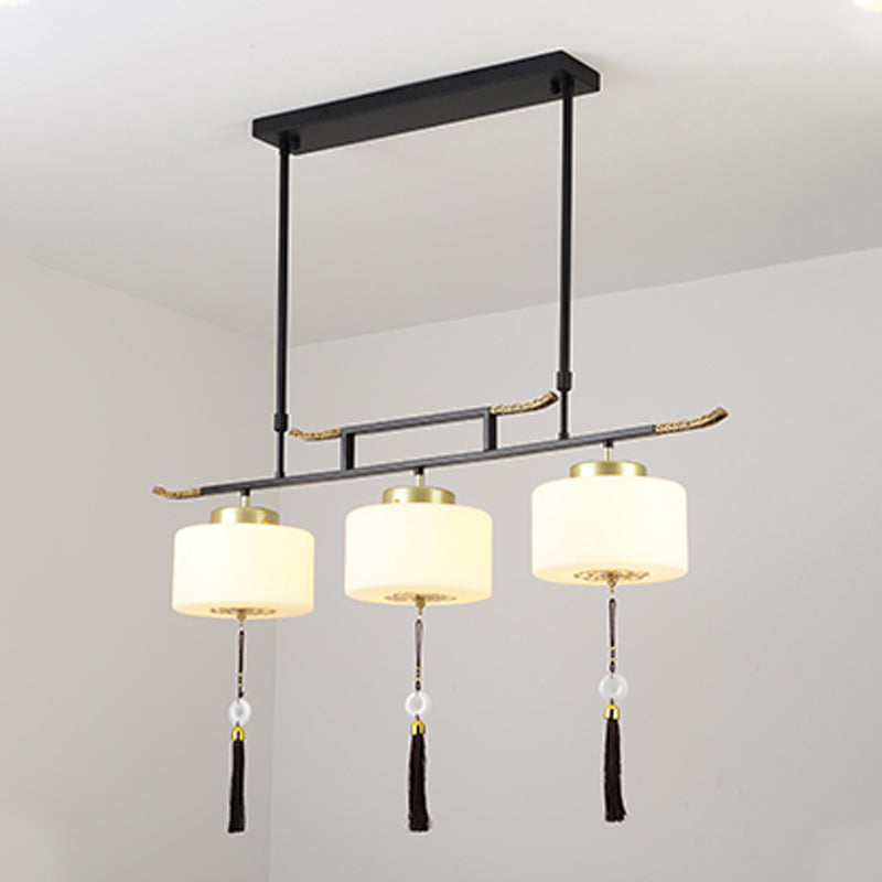 Modern Style Cylinder Shape Island Lights Metal 3 Light Island Lighting in Black