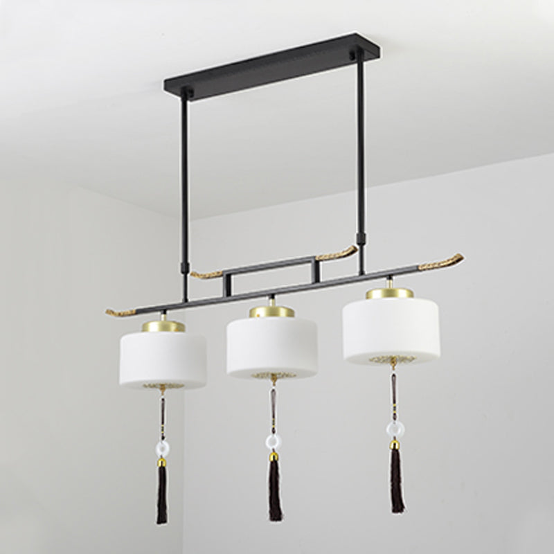 Modern Style Cylinder Shape Island Lights Metal 3 Light Island Lighting in Black