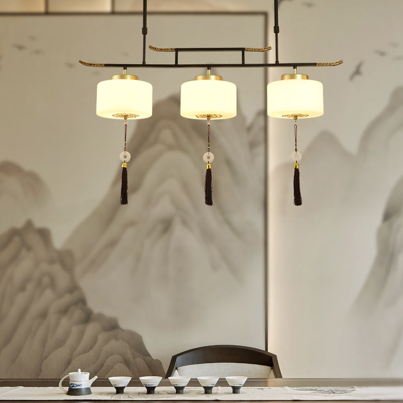Modern Style Cylinder Shape Island Lights Metal 3 Light Island Lighting in Black