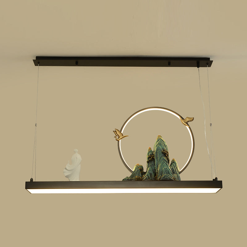 Modern Style Geometry Shape Island Lights Metal 2 Light Island Lighting in Black