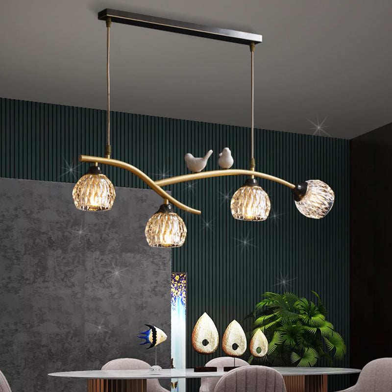 Contemporary Style Dome Shape Island Lights Crystal 4 Light Island Lighting in Black