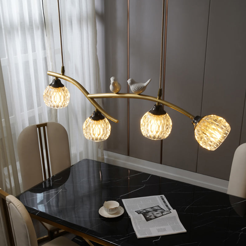 Contemporary Style Dome Shape Island Lights Crystal 4 Light Island Lighting in Black