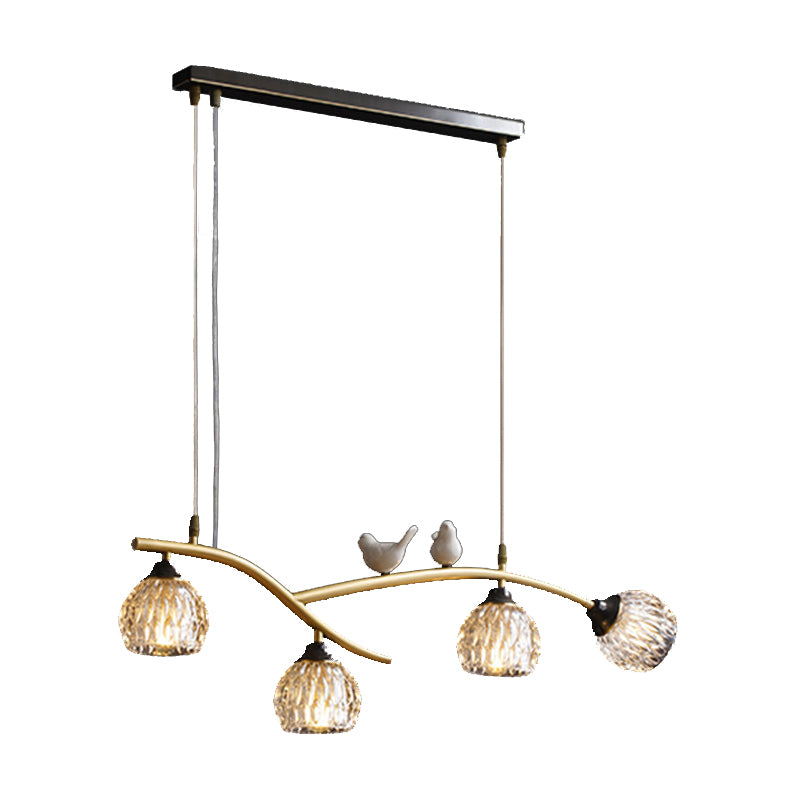 Contemporary Style Dome Shape Island Lights Crystal 4 Light Island Lighting in Black