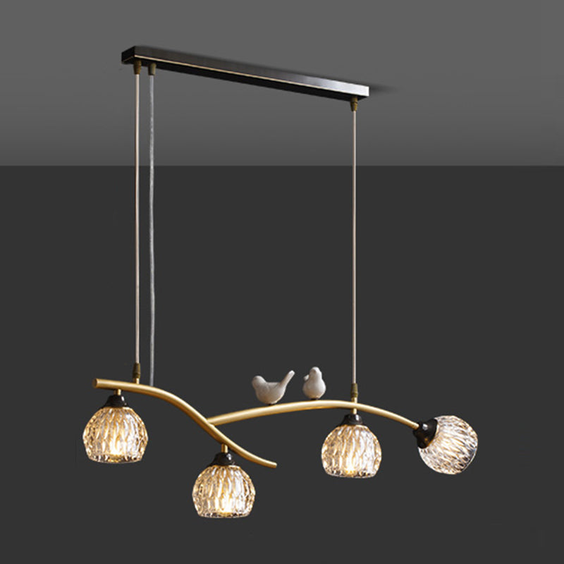 Contemporary Style Dome Shape Island Lights Crystal 4 Light Island Lighting in Black