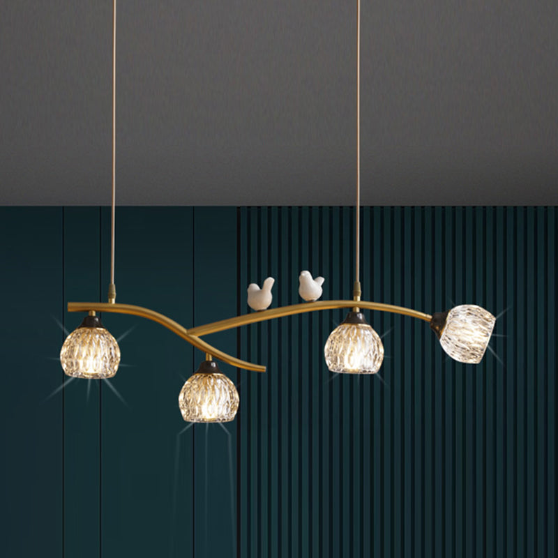 Contemporary Style Dome Shape Island Lights Crystal 4 Light Island Lighting in Black