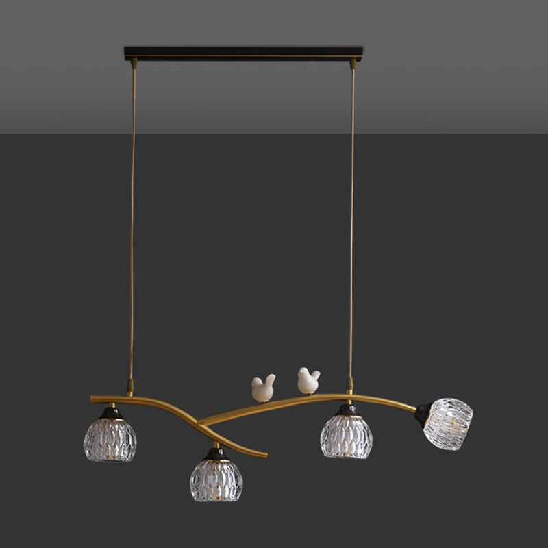 Contemporary Style Dome Shape Island Lights Crystal 4 Light Island Lighting in Black