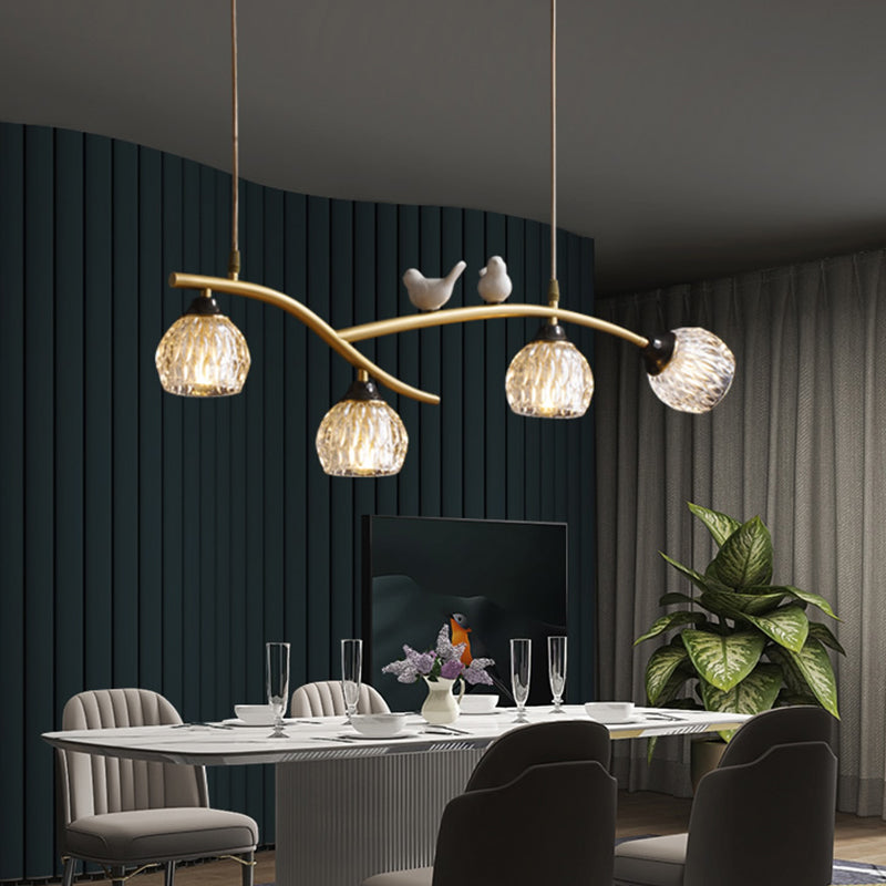 Contemporary Style Dome Shape Island Lights Crystal 4 Light Island Lighting in Black