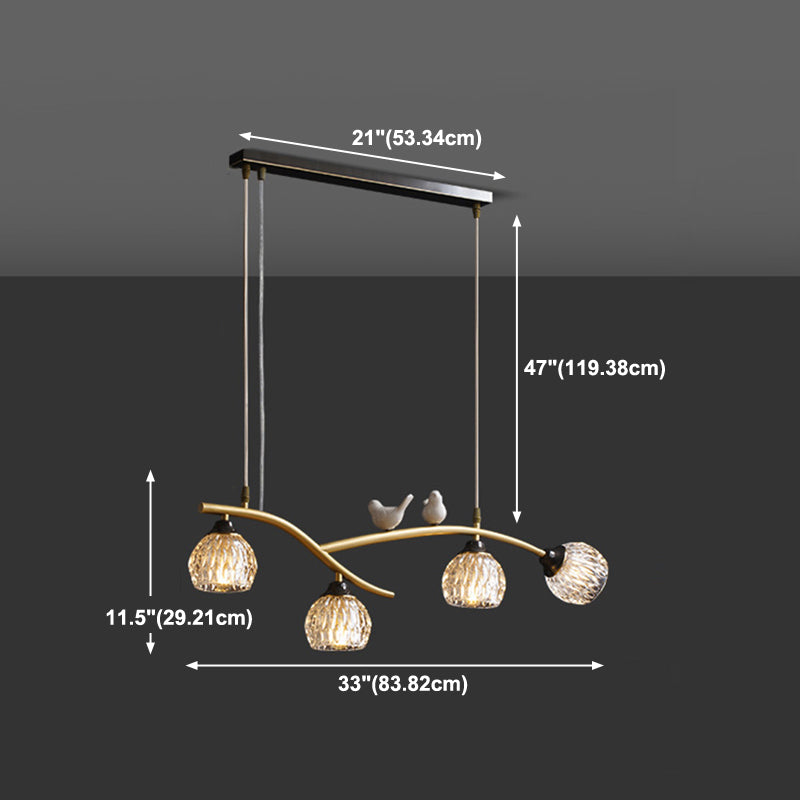 Contemporary Style Dome Shape Island Lights Crystal 4 Light Island Lighting in Black