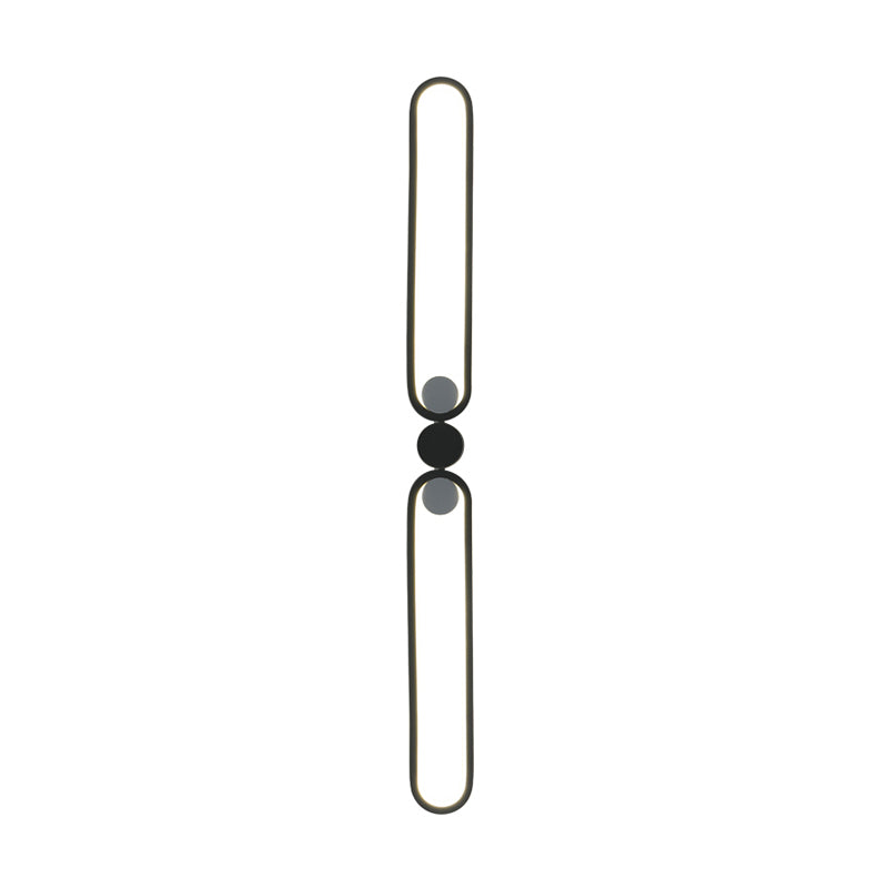 Linear Shade Metal Wall Sconce Modern Style 2 Lights Wall Mount Light in Black