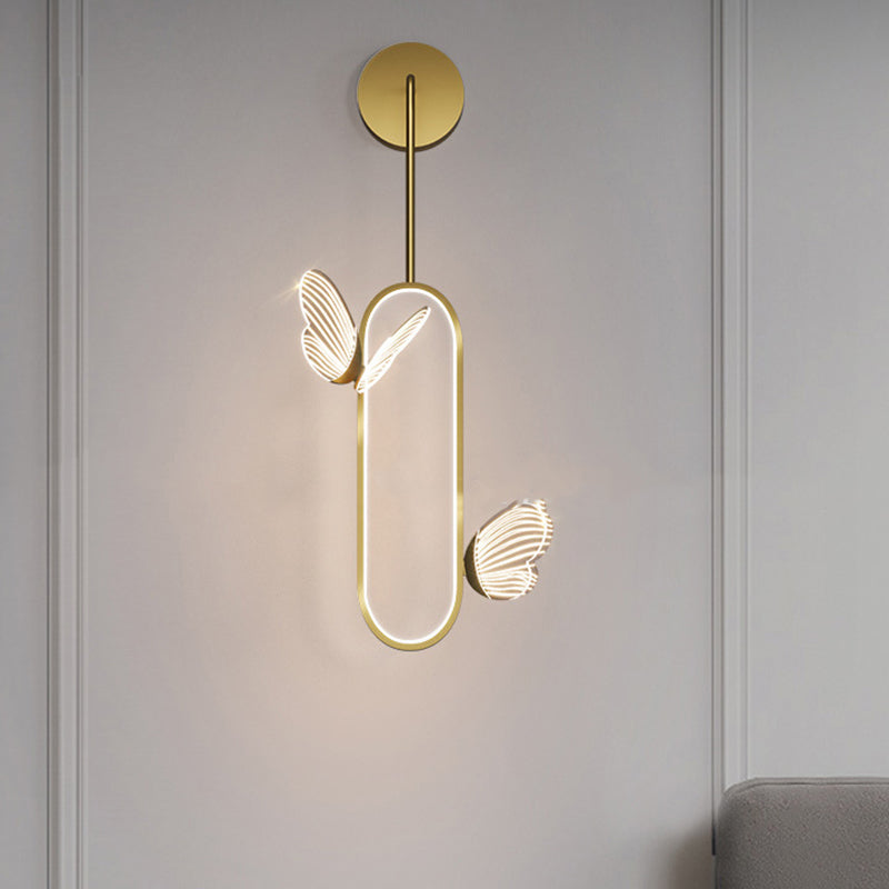 1 Light Oval Wall Lighting Fixtures Modern Style Metal Wall Mounted Lamps