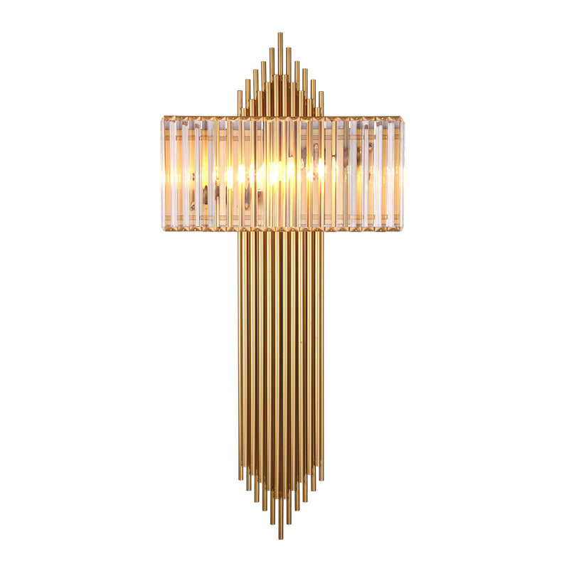 Unique Shade Crystal Wall Sconce Modern Style 2 Lights Wall Mounted Light in Gold