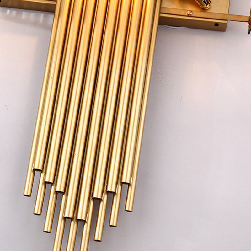 Unique Shade Crystal Wall Sconce Modern Style 2 Lights Wall Mounted Light in Gold