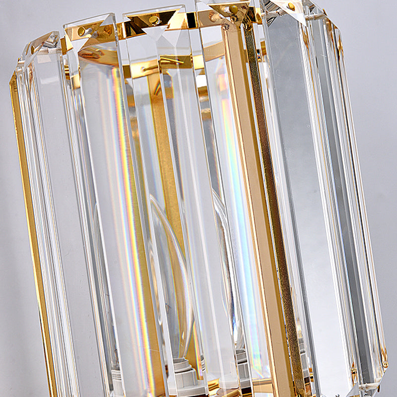 Half Cylinder Shade Crystal Wall Sconce Modern Style 1 Light Wall Mounted Light in Gold