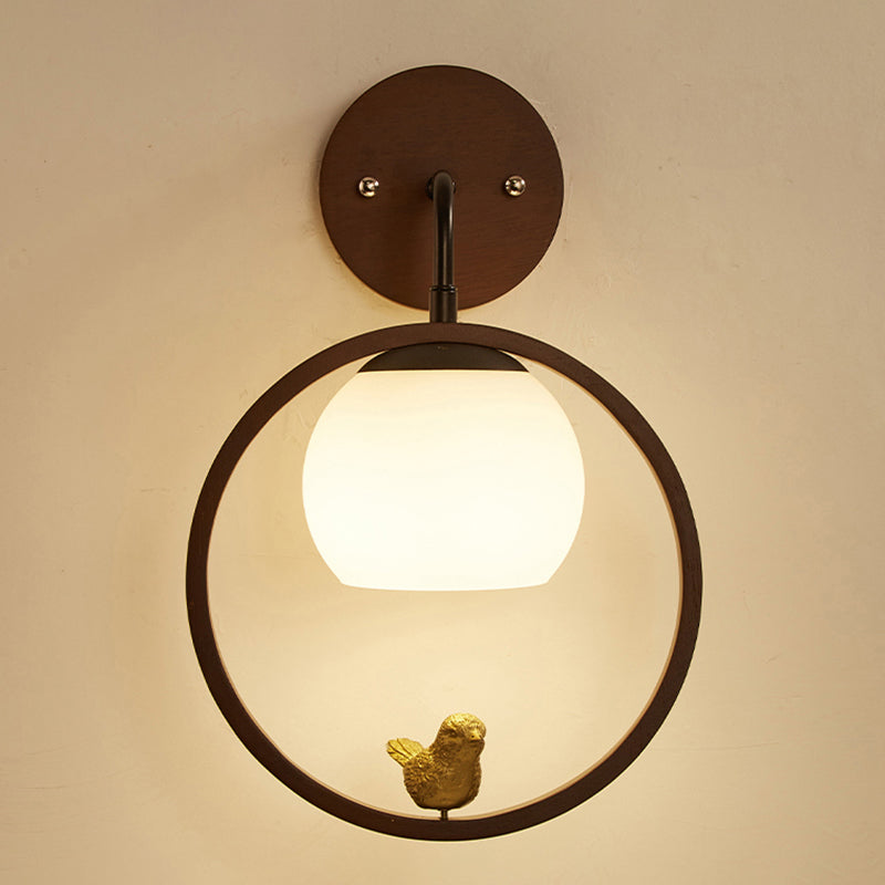 Wood Ball Wall Lighting Modern Style 1 Light Wall Lighting Fixtures