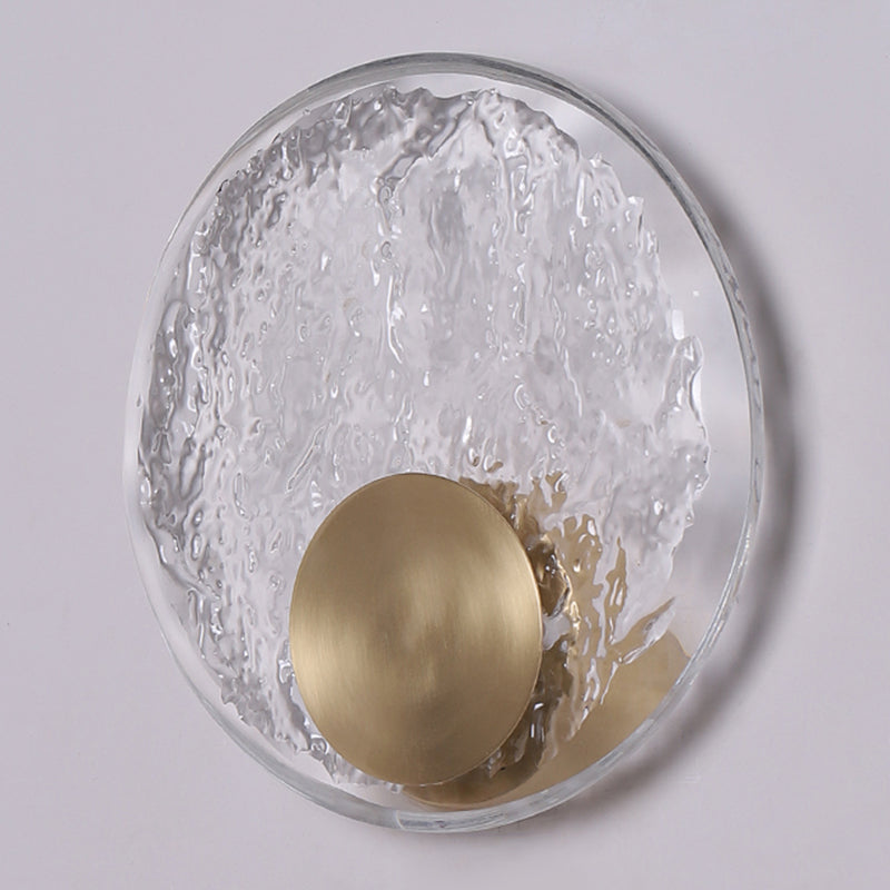 Round Shade Crystal Wall Sconce Modern Style Single Light Wall Mounted Light in Brass