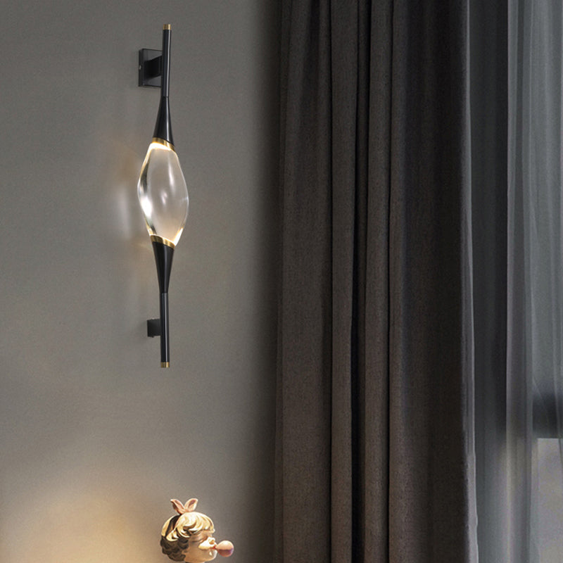Modern Brass Wall Light Teardrop Shape Wall Sconce with Crystal for Living Room
