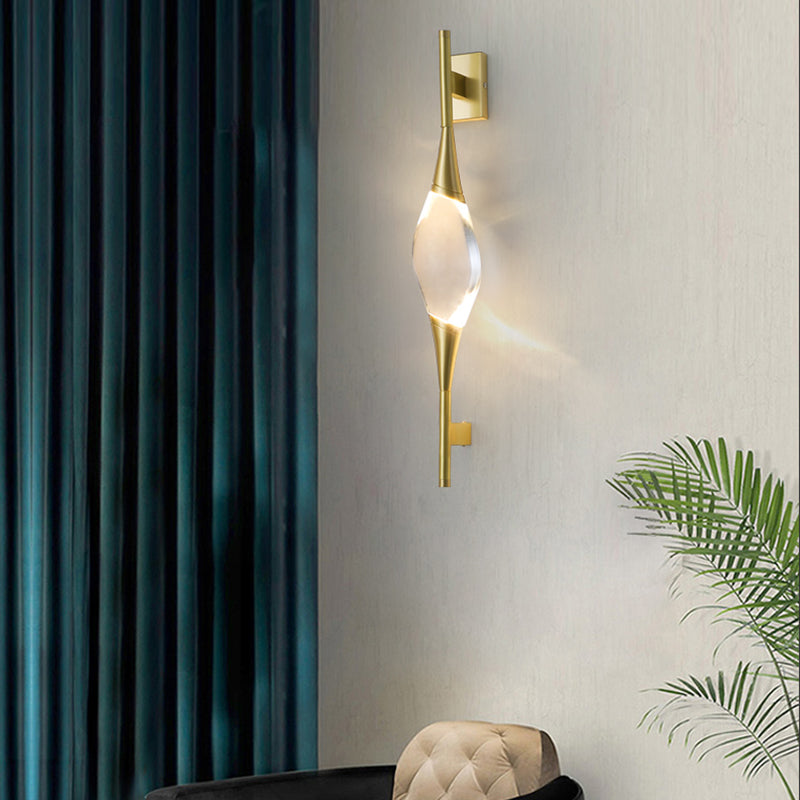 Modern Brass Wall Light Teardrop Shape Wall Sconce with Crystal for Living Room