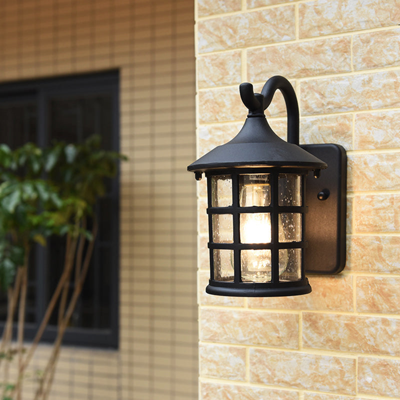 Modern Style Aluminum Wall Light Cage Shape Wall Sconce with Glass for Outdoors
