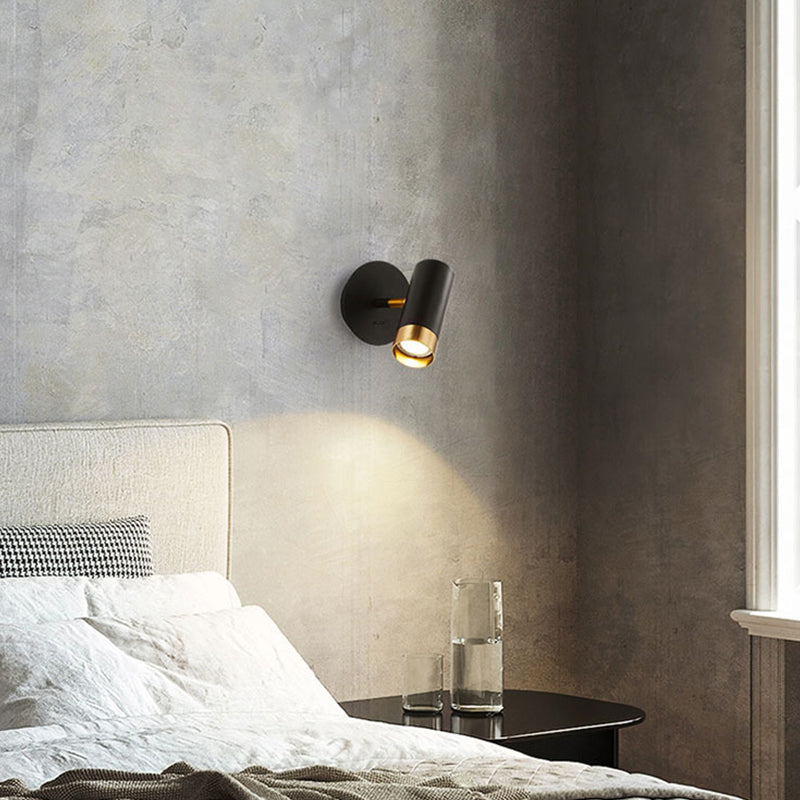1-Light Modern Metal Wall Light Cylinder 5" High Reading Wall Sconce with Switch
