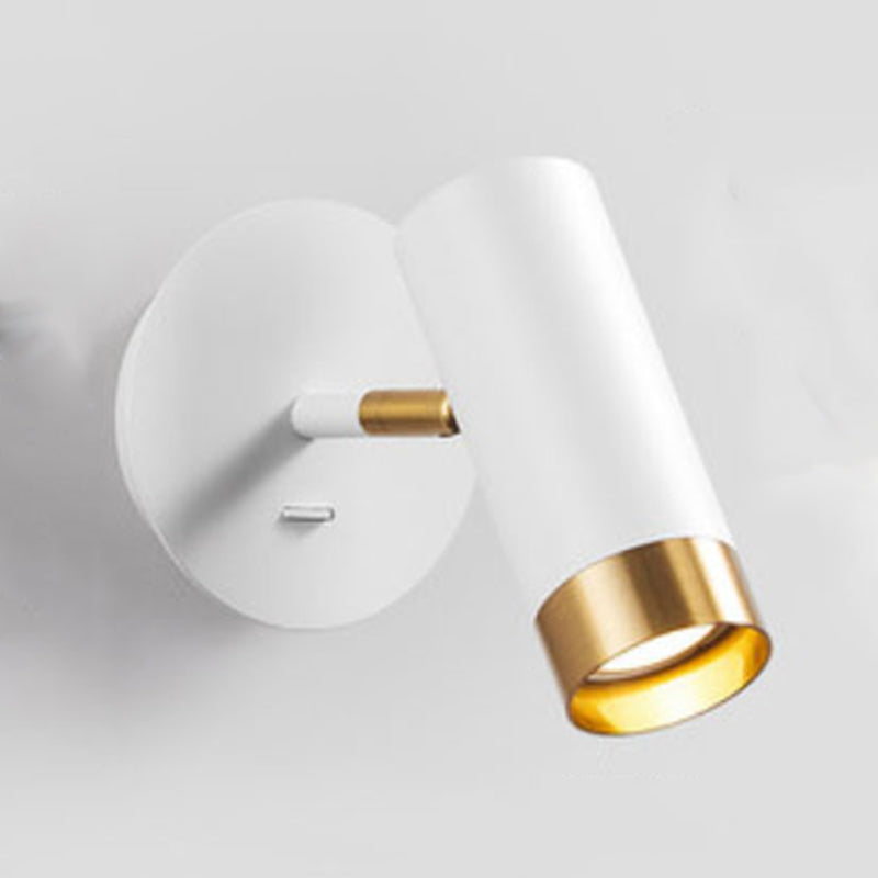 1-Light Modern Metal Wall Light Cylinder 5" High Reading Wall Sconce with Switch