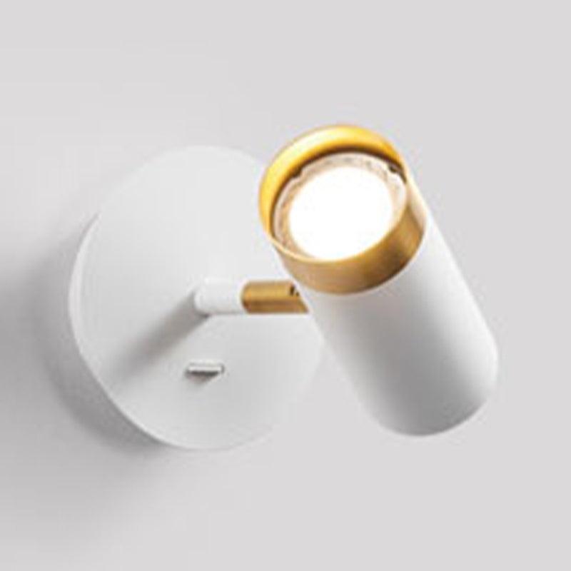 1-Light Modern Metal Wall Light Cylinder 5" High Reading Wall Sconce with Switch