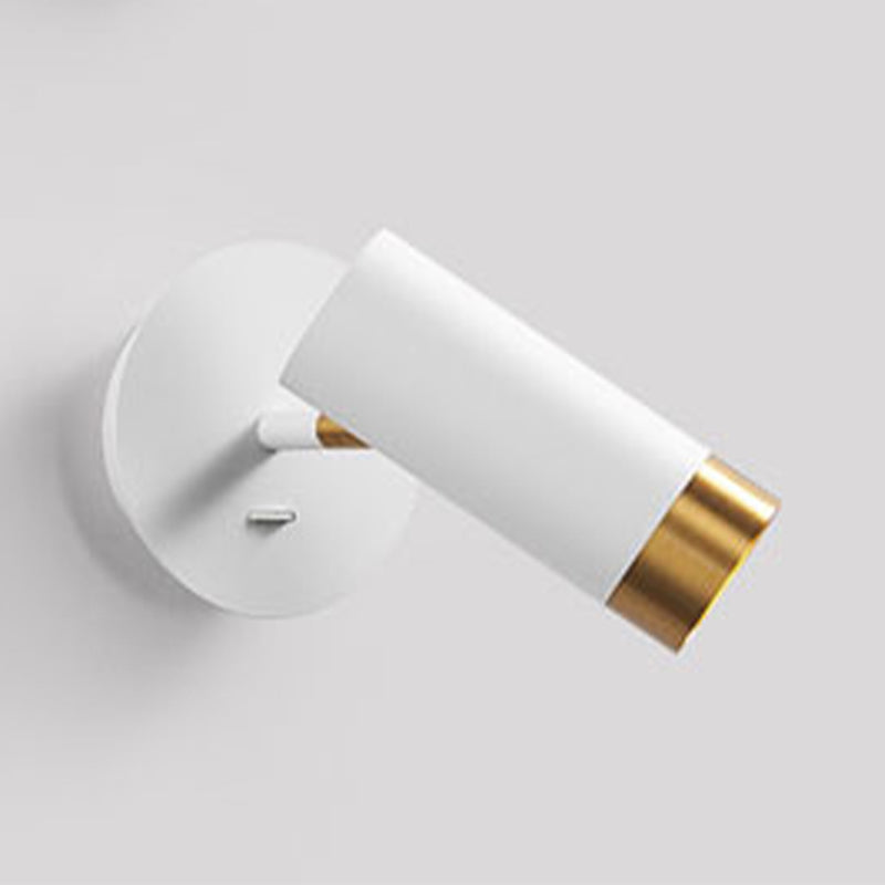 1-Light Modern Metal Wall Light Cylinder 5" High Reading Wall Sconce with Switch
