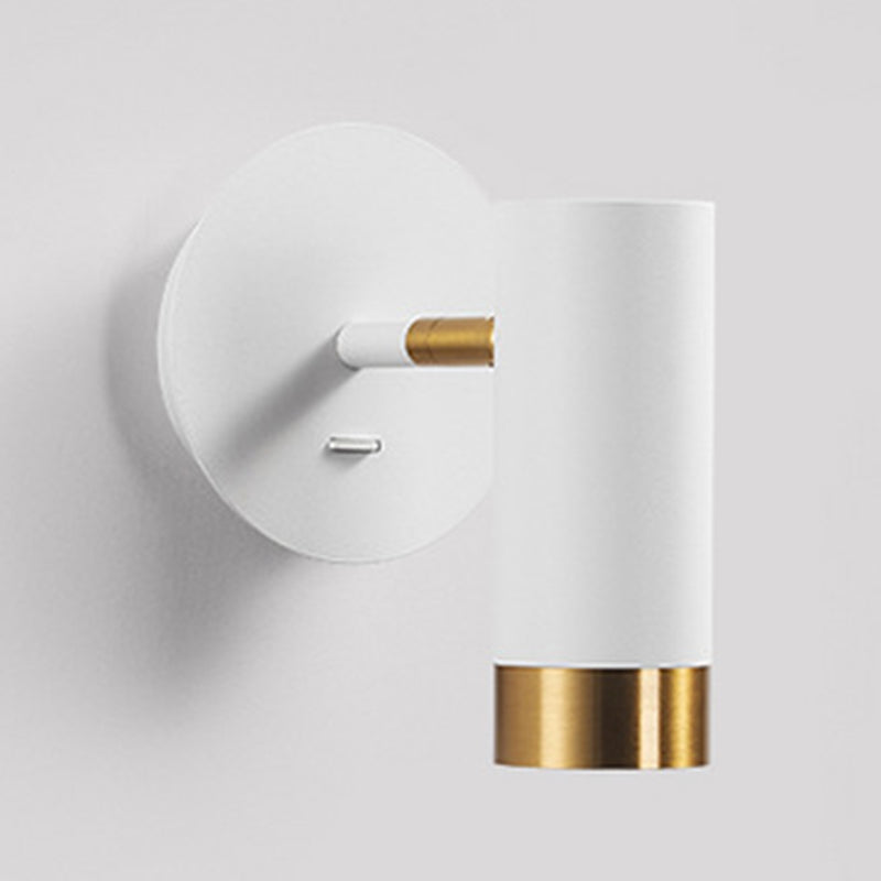 1-Light Modern Metal Wall Light Cylinder 5" High Reading Wall Sconce with Switch
