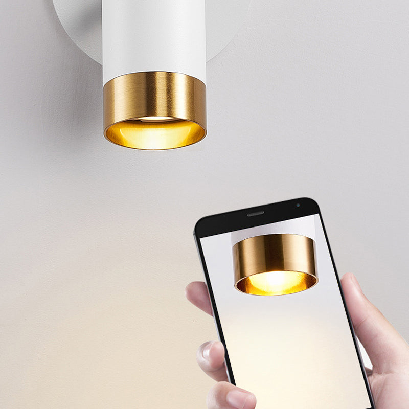 1-Light Modern Metal Wall Light Cylinder 5" High Reading Wall Sconce with Switch