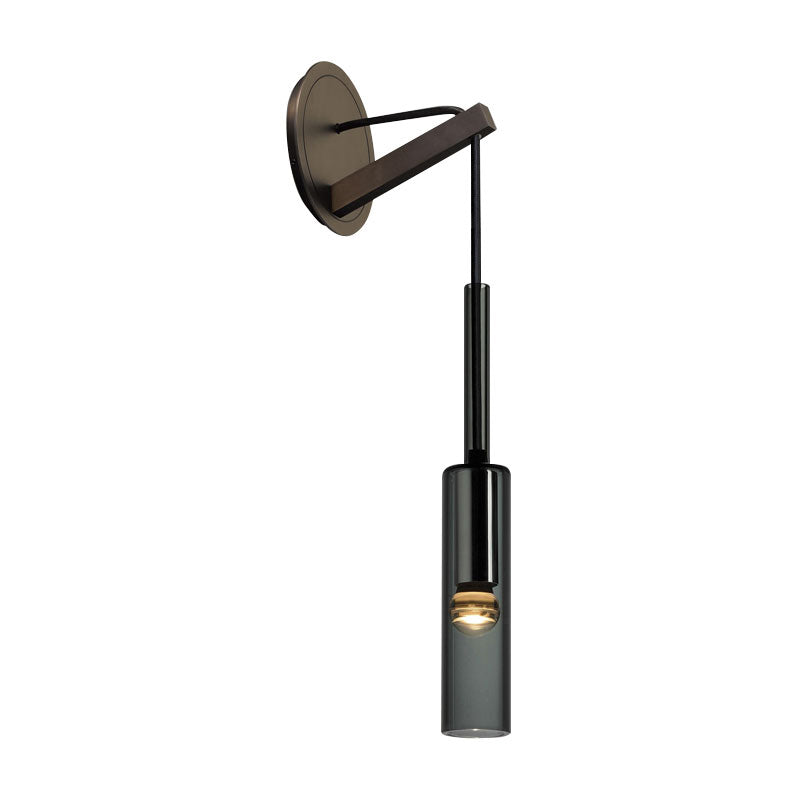Half Cylinder Shade Crystal Wall Sconce Modern Style 1 Light Wall Mounted Light in Black