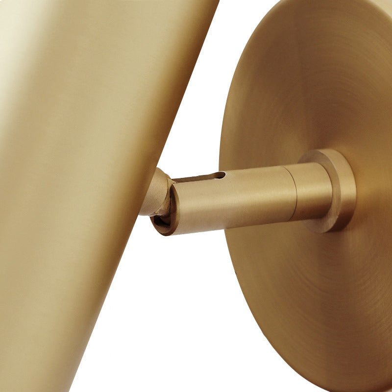 Modern Brass Wall Light Cylinder 6" High Reading Wall Sconce in Gold for Bedroom