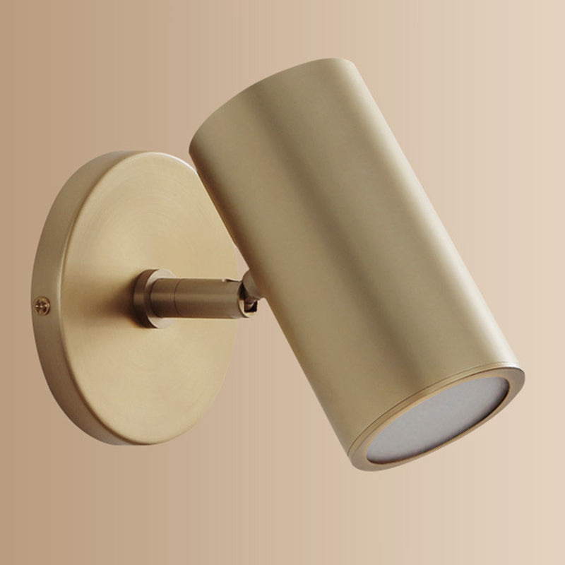 Modern Brass Wall Light Cylinder 6" High Reading Wall Sconce in Gold for Bedroom