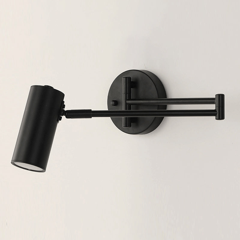 Nordic Metal Wall Light Cylinder 5.5" High Swing Arm Wall Sconce for Bedroom