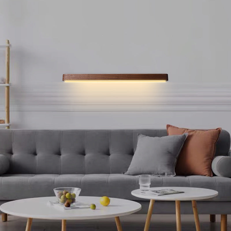 Linear Shade Wood Wall Sconce Modern Style Single Light Wall Mounted Light