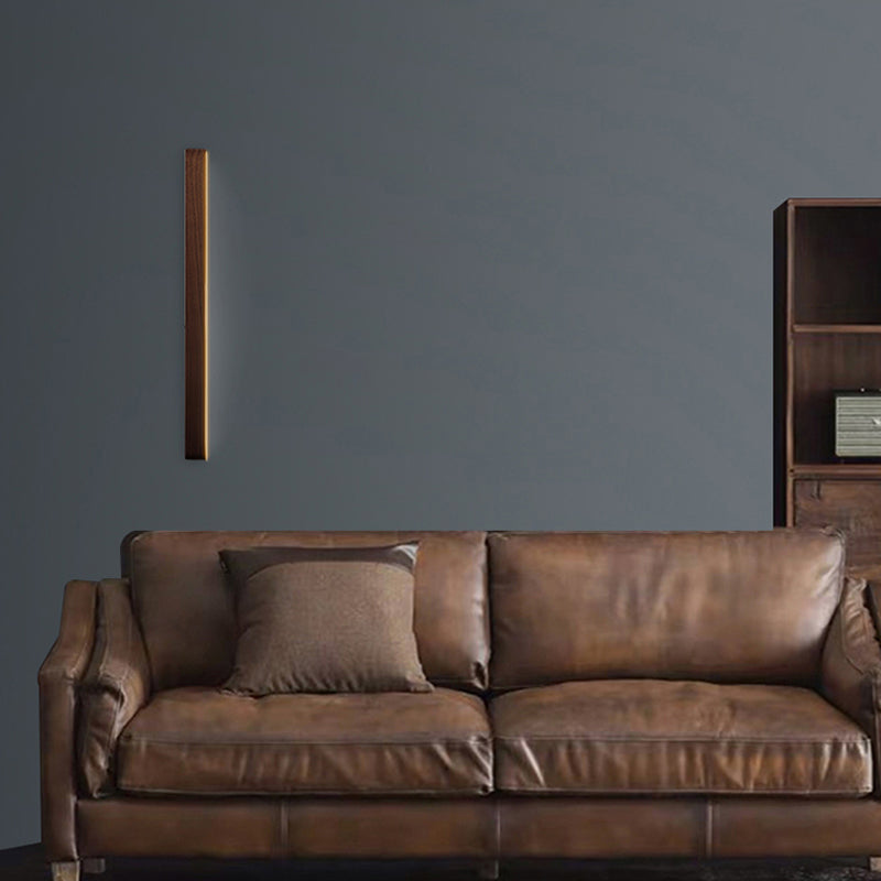 Linear Shade Wood Wall Sconce Modern Style Single Light Wall Mounted Light