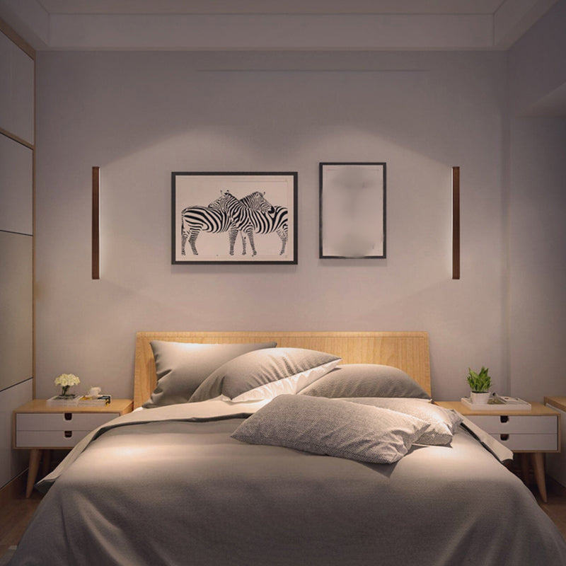 Linear Shade Wood Wall Sconce Modern Style Single Light Wall Mounted Light
