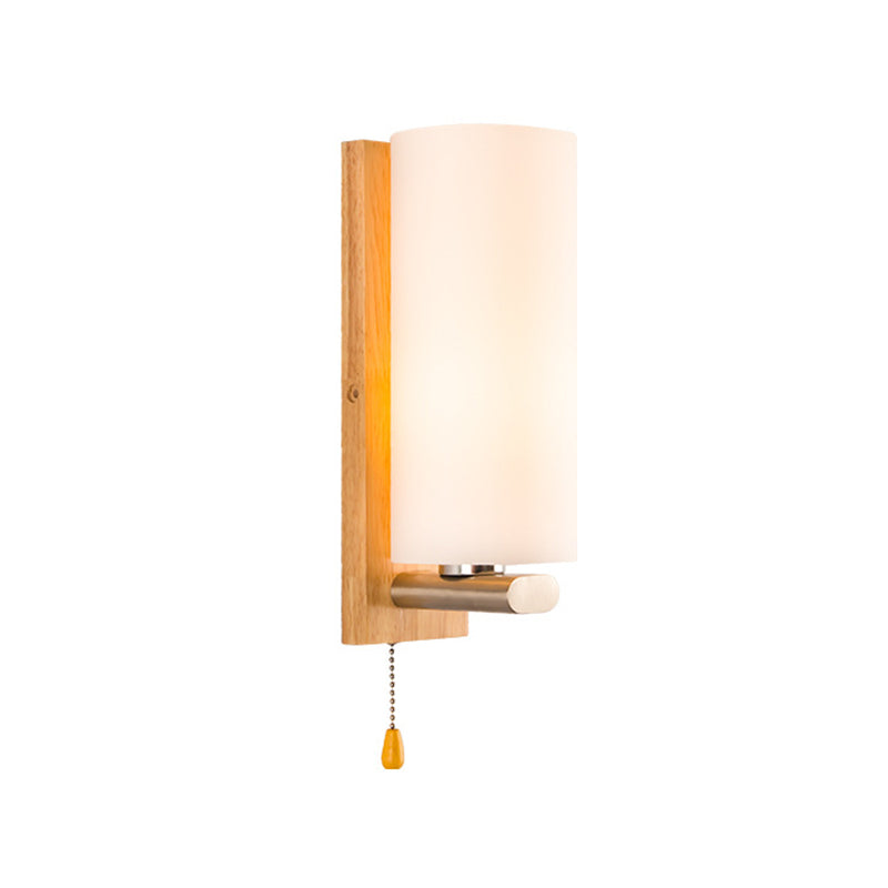 Cylinder Wall Lighting Fixtures Modern Style Wood 1 Light Wall Lighting