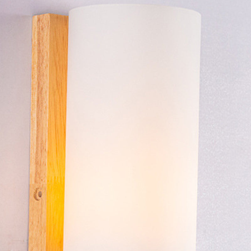 Cylinder Wall Lighting Fixtures Modern Style Wood 1 Light Wall Lighting