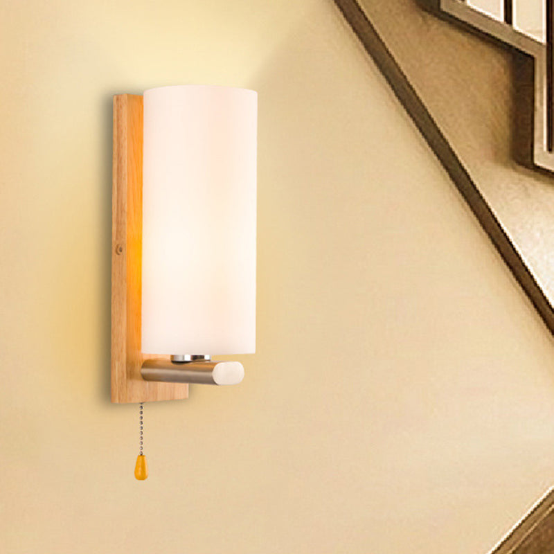 Cylinder Wall Lighting Fixtures Modern Style Wood 1 Light Wall Lighting