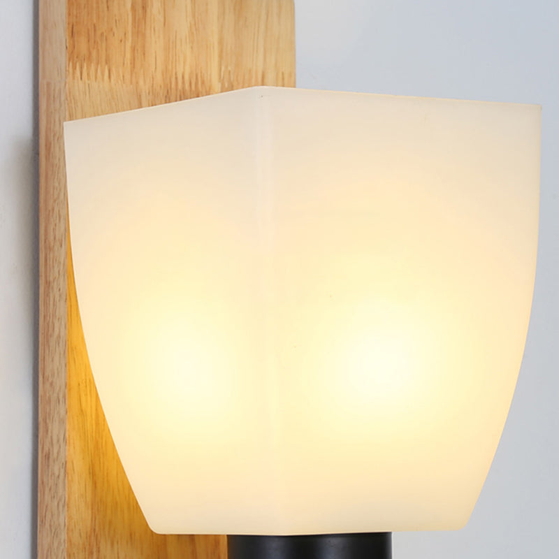 Wood Geometric Wall Light Nordic White 11.5" Wide Wall Sconce for Living Room