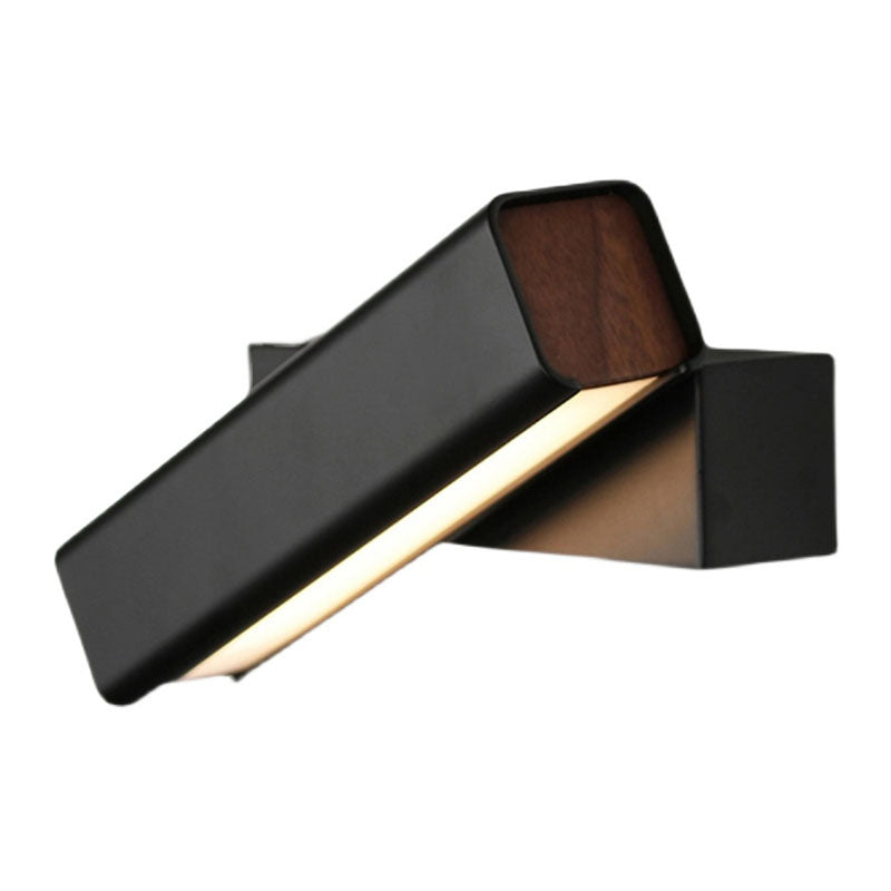 Nordic Metal Wall Light Strip Rotatable Wall Sconce with Wood for Bedroom