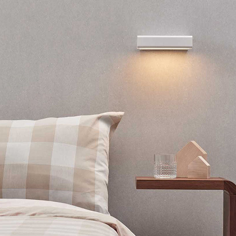 Nordic Metal Wall Light Strip Rotatable Wall Sconce with Wood for Bedroom